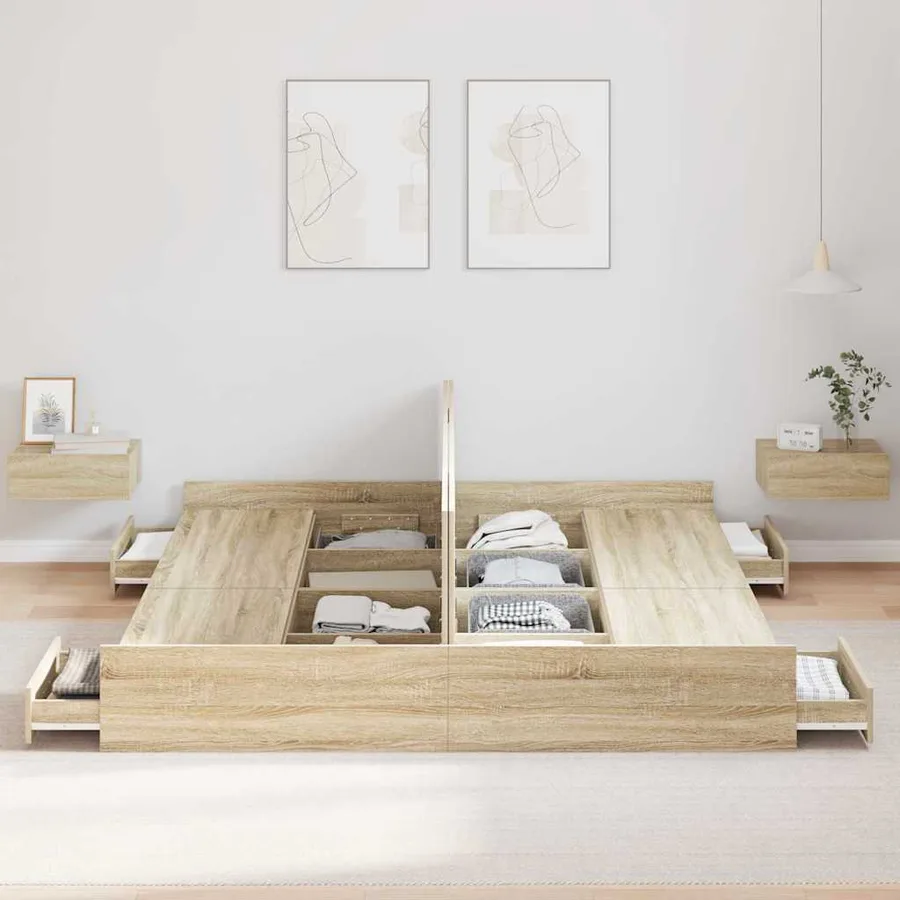 Cadre de lit avec rangement Chêne Sonoma 180 x 200 cm - 3