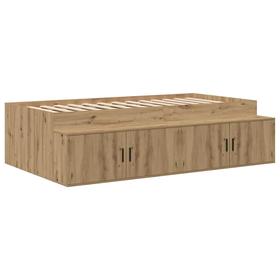 Cadre de lit avec rangement avec étagère Chêne artisanal 75 cm - 6