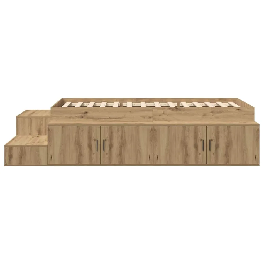 Cadre de lit avec rangement avec étagère Chêne artisanal 75 cm - 7