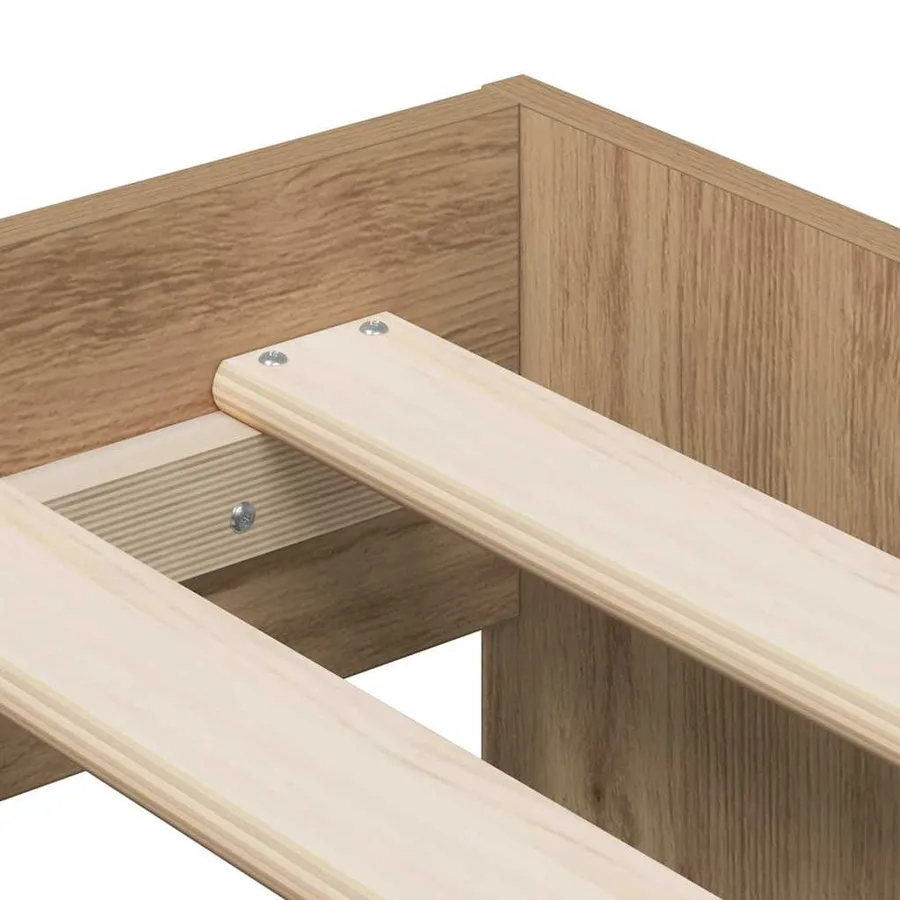 Cadre de lit avec rangement avec étagère Chêne artisanal 75 cm - 8