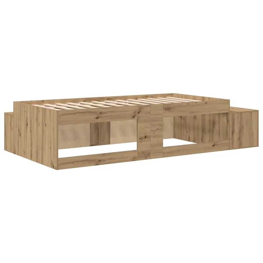 Cadre de lit avec rangement avec étagère Chêne artisanal 75 cm - 9
