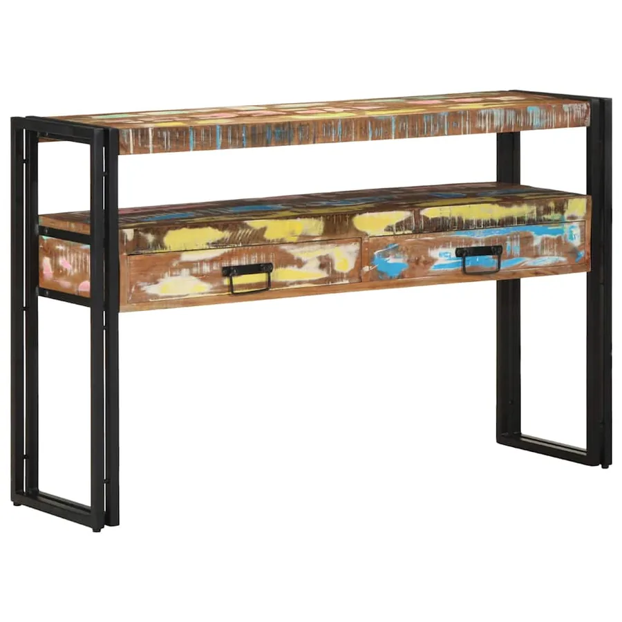 Table console Multicolore 120 x 33 x 75 cm Bois Recyclé Solide