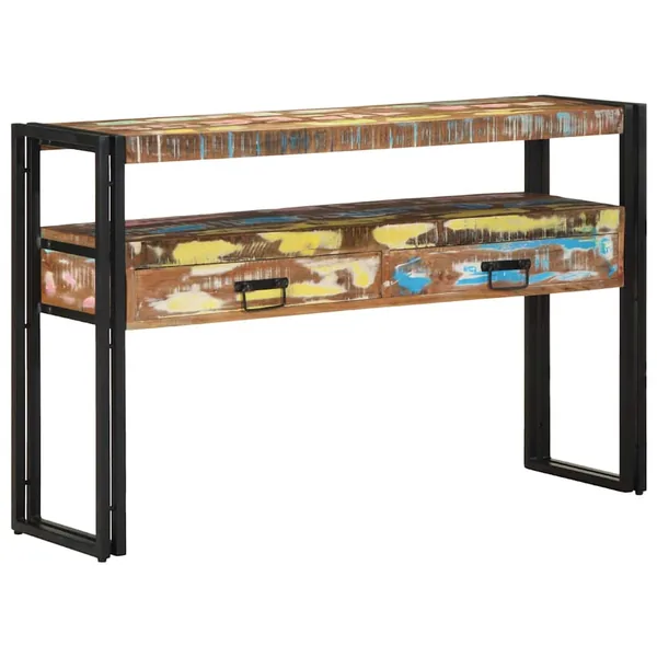 Table console Multicolore 120 x 33 x 75 cm Bois Recyclé Solide
