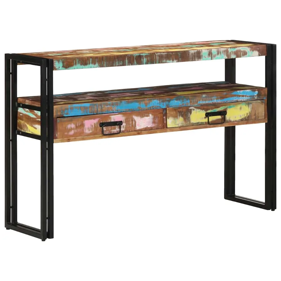 Table console Multicolore 120 x 33 x 75 cm Bois Recyclé Solide - 3