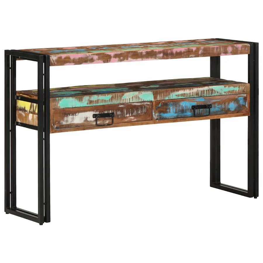 Table console Multicolore 120 x 33 x 75 cm Bois Recyclé Solide - 4