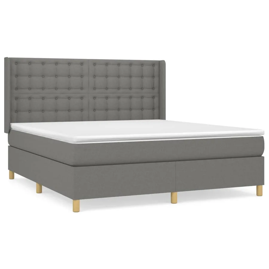 Sommier à lattes de lit avec matelas Gris foncé 160x200cm Tissu - 2