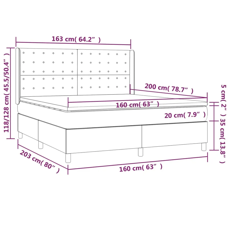 Sommier à lattes de lit avec matelas Gris foncé 160x200cm Tissu - 7