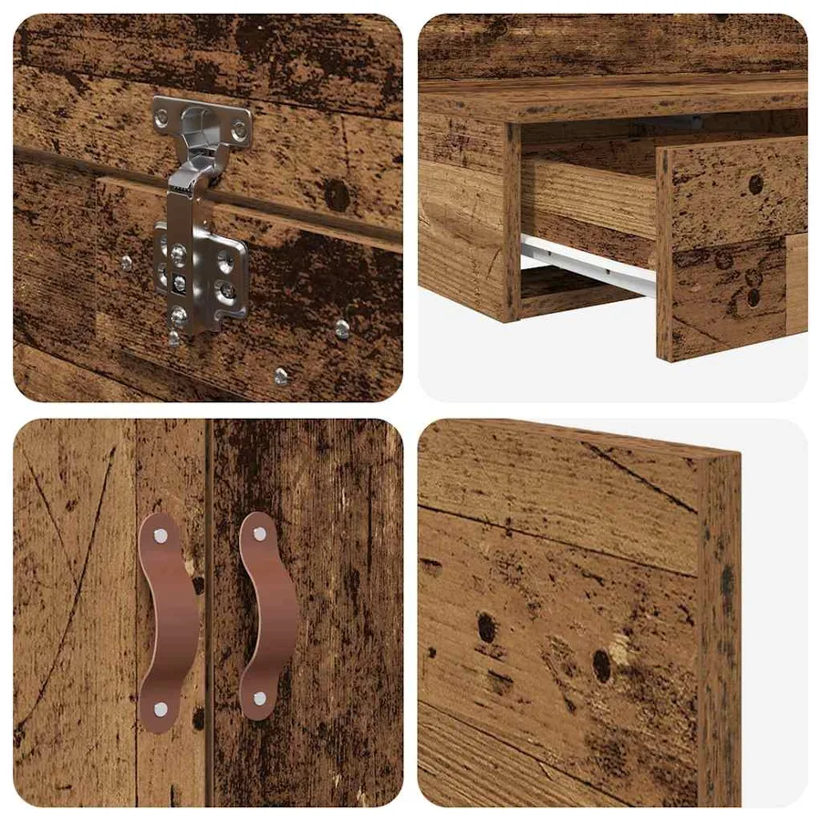 Cadre de lit avec rangement avec tiroir Bois Ancien 100 cm - 10
