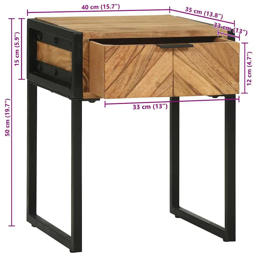 Table de chevet avec tiroir Marron 40 x 35 x 50 cm - 13