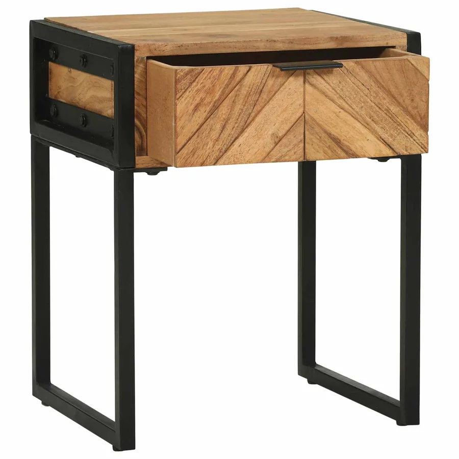 Table de chevet avec tiroir Marron 40 x 35 x 50 cm - 3