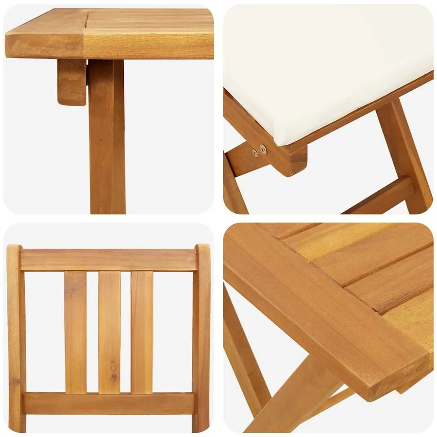 Ensemble bistrot 3 pcs Huile Naturelle Bois d'Acacia Massif - 9