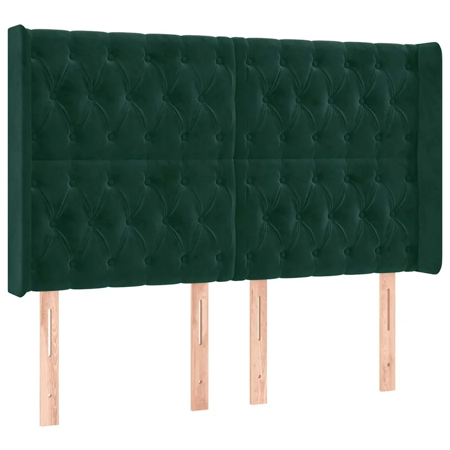 Tête de lit avec oreilles Vert foncé 147x16x118/128 cm Velours - 2