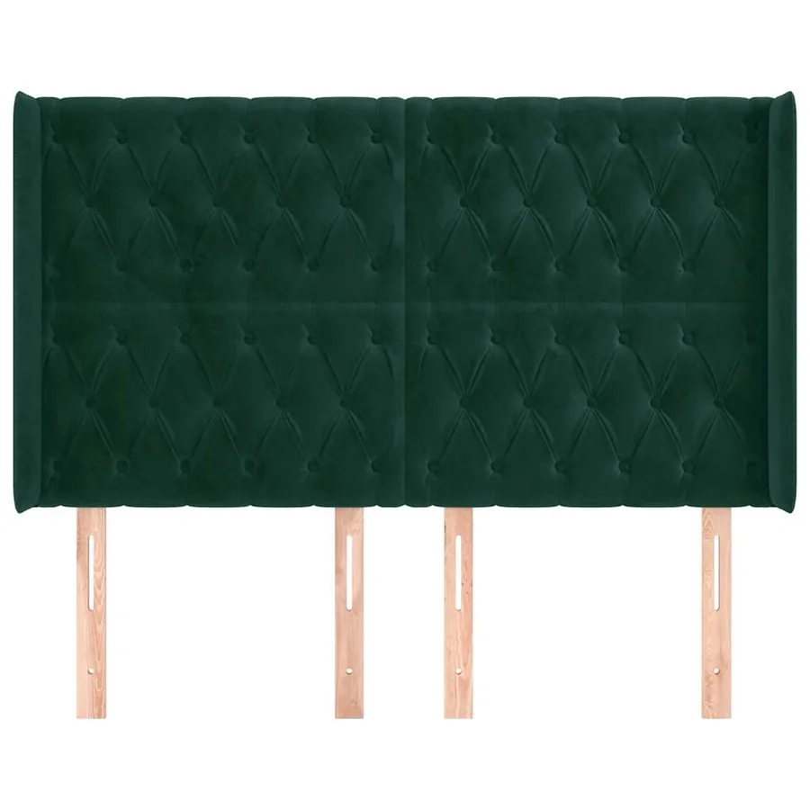 Tête de lit avec oreilles Vert foncé 147x16x118/128 cm Velours - 3