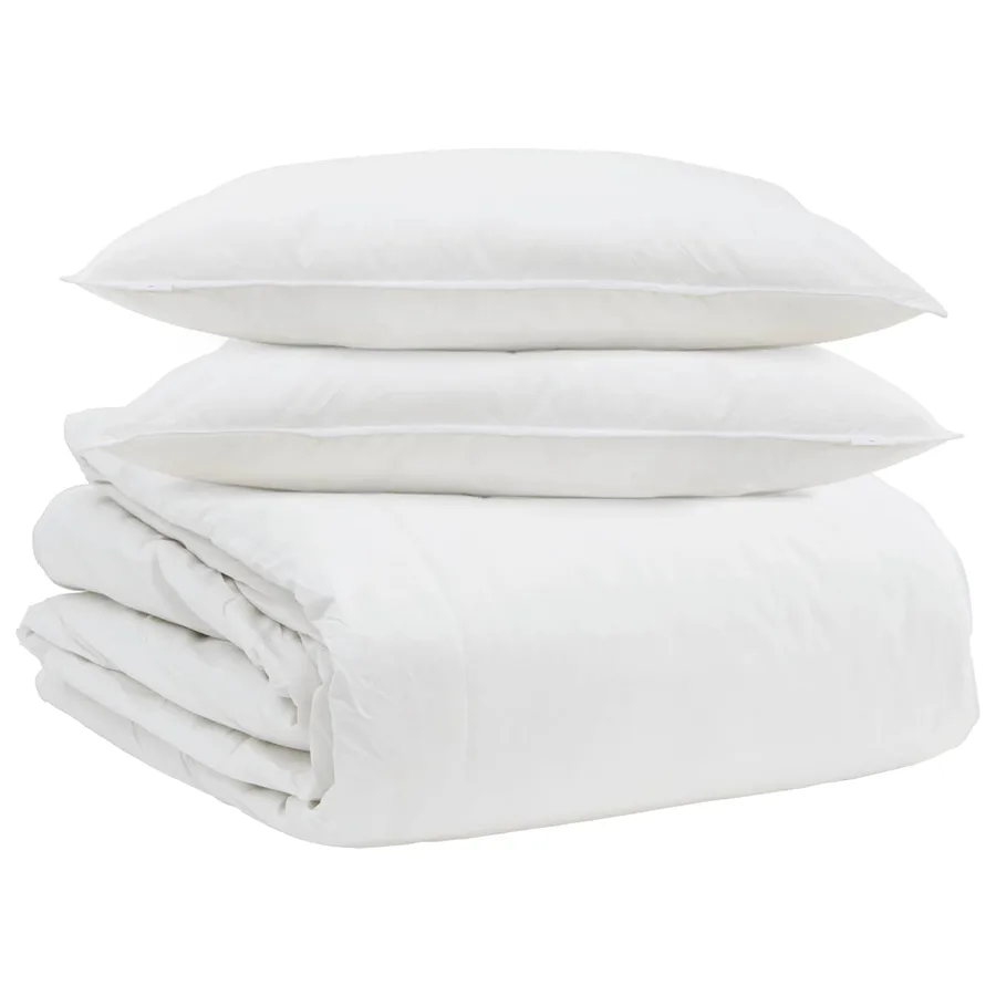 Ensemble de Duvet avec oreiller 3 pcs Blanc Plume de canard - 2