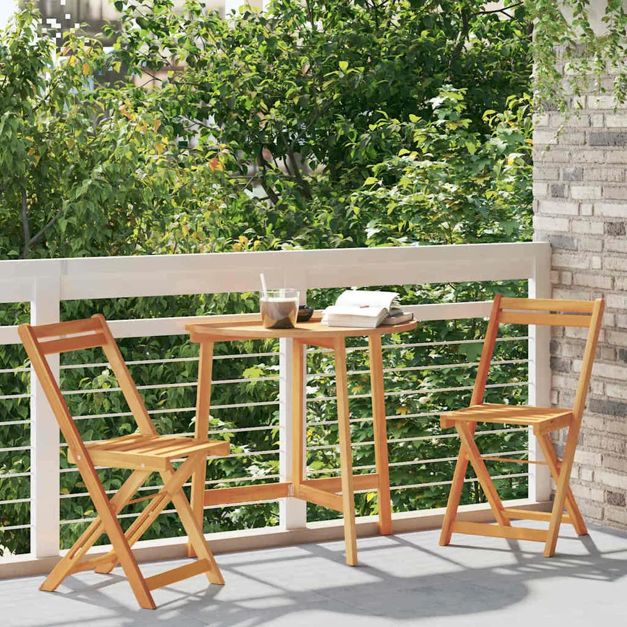 Ensemble bistrot 3 pcs Huile Naturelle Bois d'Acacia Massif - 4