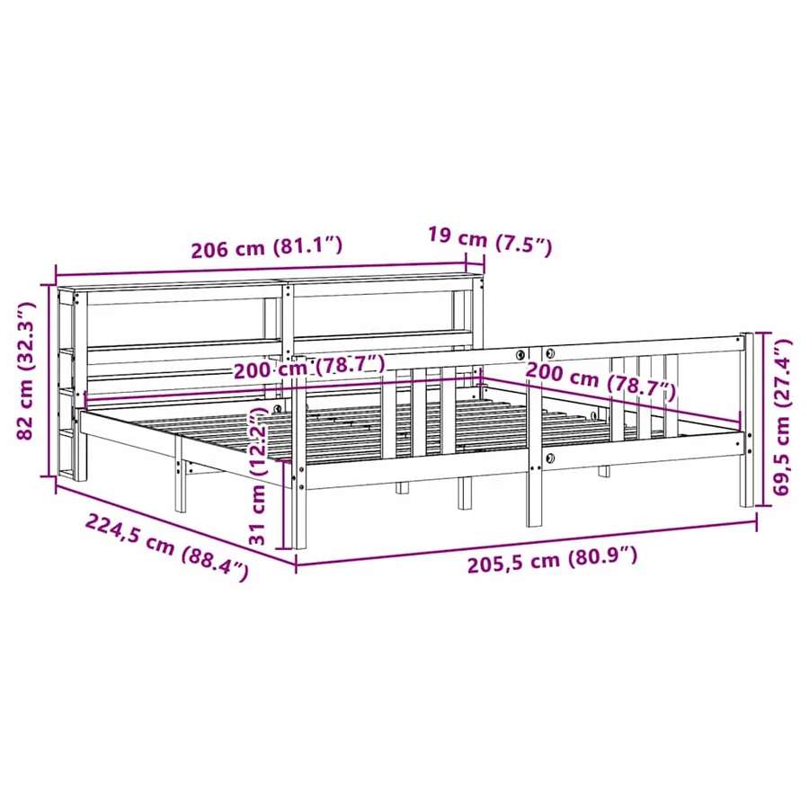 Cadre de lit avec tête de lit sans matelas 200x200 cm - 12