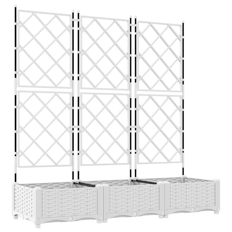 Cache-pot de jardin 3 pc Blanc 120 x 40 x 125,5 cm PP - 2