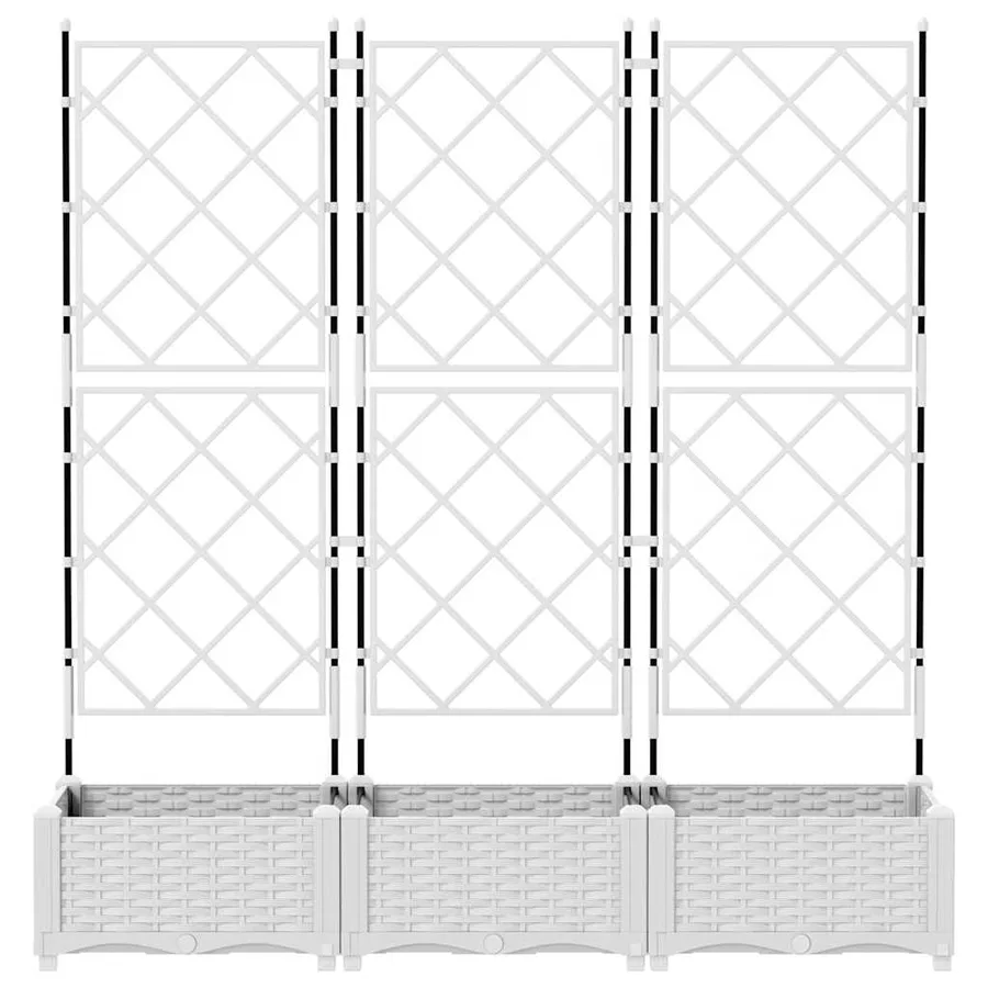 Cache-pot de jardin 3 pc Blanc 120 x 40 x 125,5 cm PP - 4