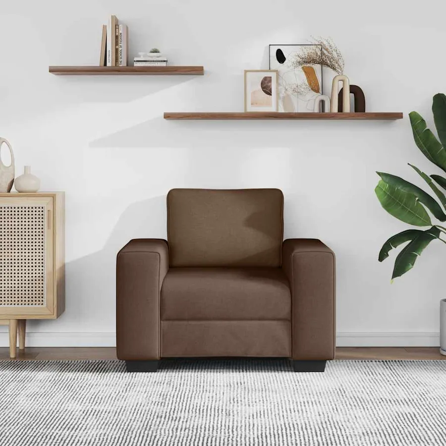 Fauteuil canapé marron 100x77x82 cm en tissu - 3
