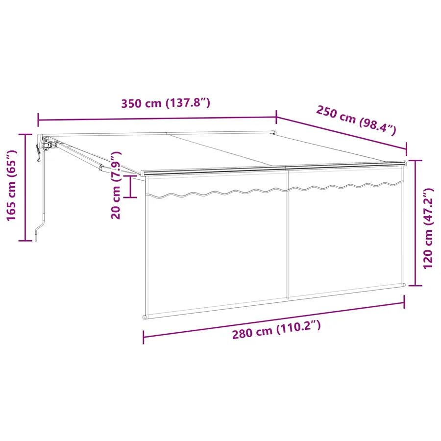 Auvent Rétractable Anthracite 350 x 250 cm - 14