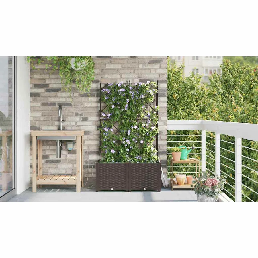 Cache-pot de jardin 2 pc Marron 80 x 40 x 142 cm PP - 4