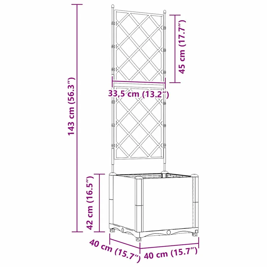 Cache-pot de jardin Gris clair 40 x 40 x 143 cm PP - 9
