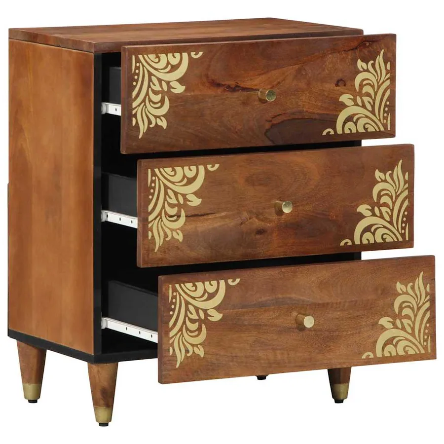Cabinet de chevet avec tiroir Marron miel 50 x 33 x 62 cm - 2