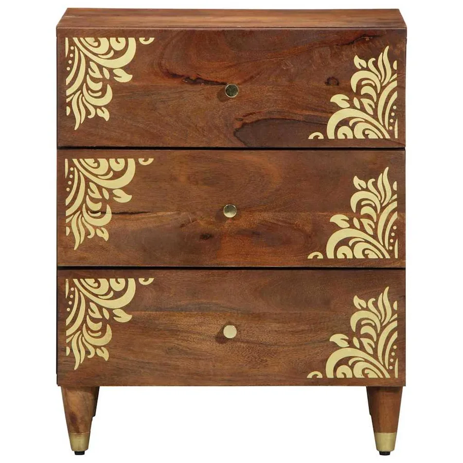 Cabinet de chevet avec tiroir Marron miel 50 x 33 x 62 cm - 3