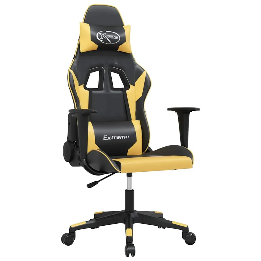 Chaise de jeu de massage Noir et doré Similicuir - 2
