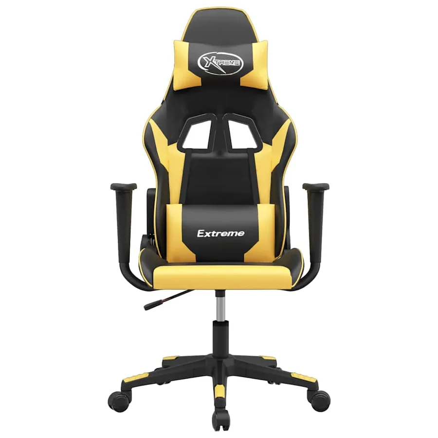 Chaise de jeu de massage Noir et doré Similicuir - 3