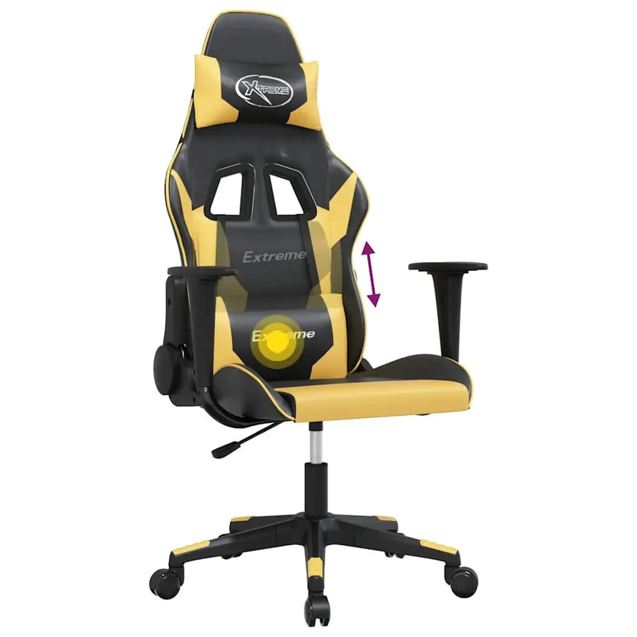 Chaise de jeu de massage Noir et doré Similicuir - 5