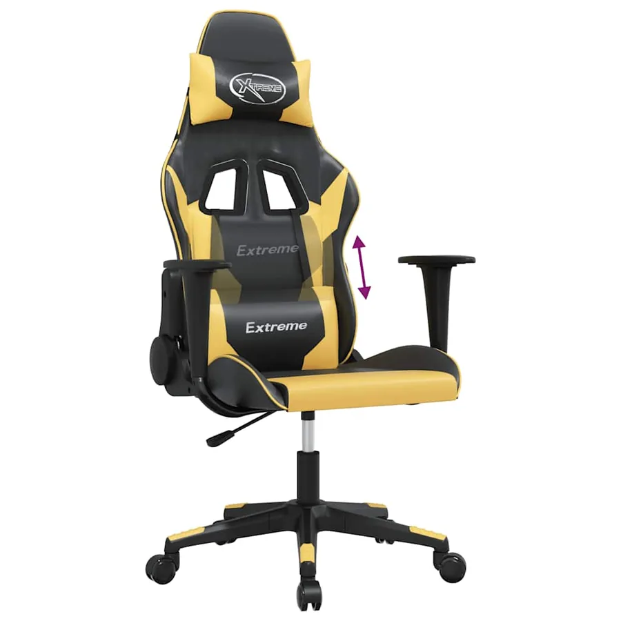 Chaise de jeu de massage Noir et doré Similicuir - 6