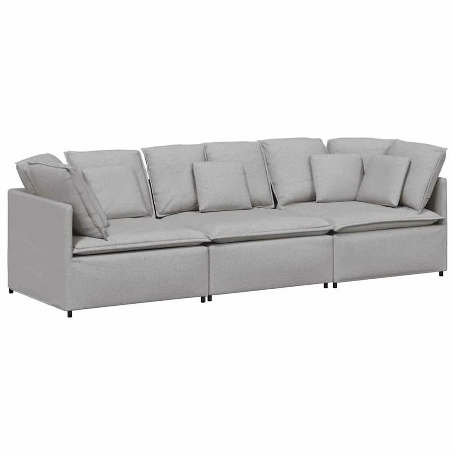 Canapé modulable avec coussins en tissu gris nuage - 2