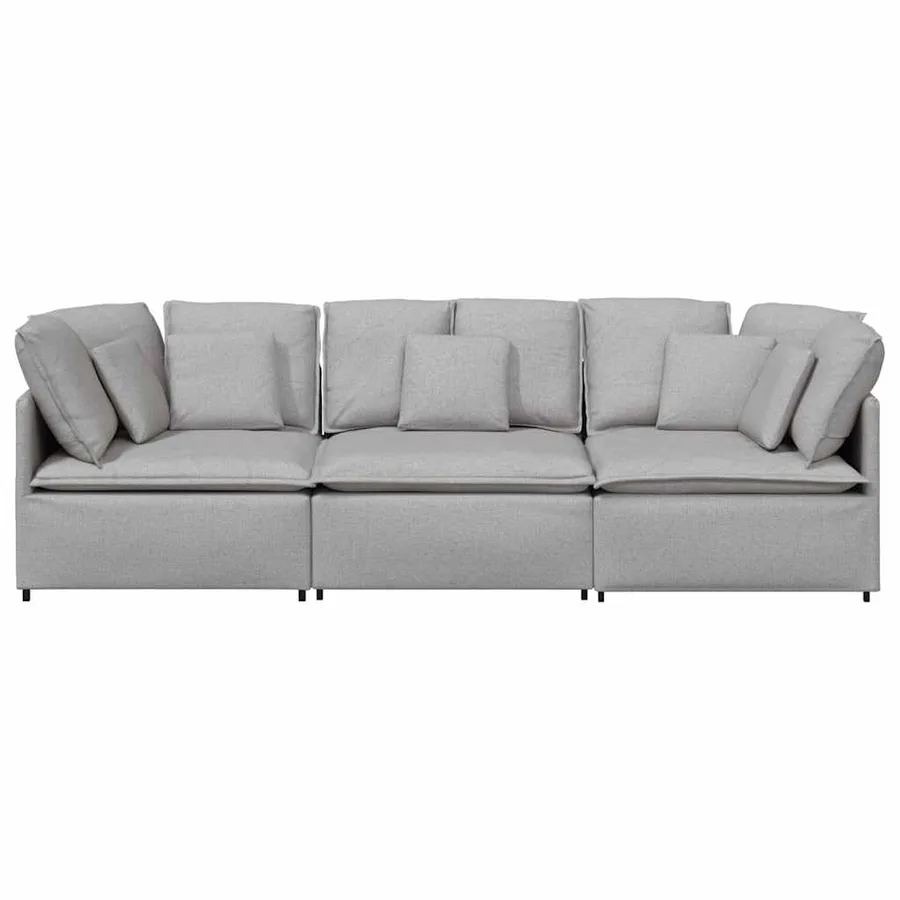 Canapé modulable avec coussins en tissu gris nuage - 5