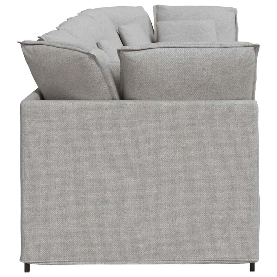 Canapé modulable avec coussins en tissu gris nuage - 6