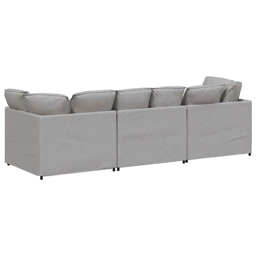Canapé modulable avec coussins en tissu gris nuage - 7