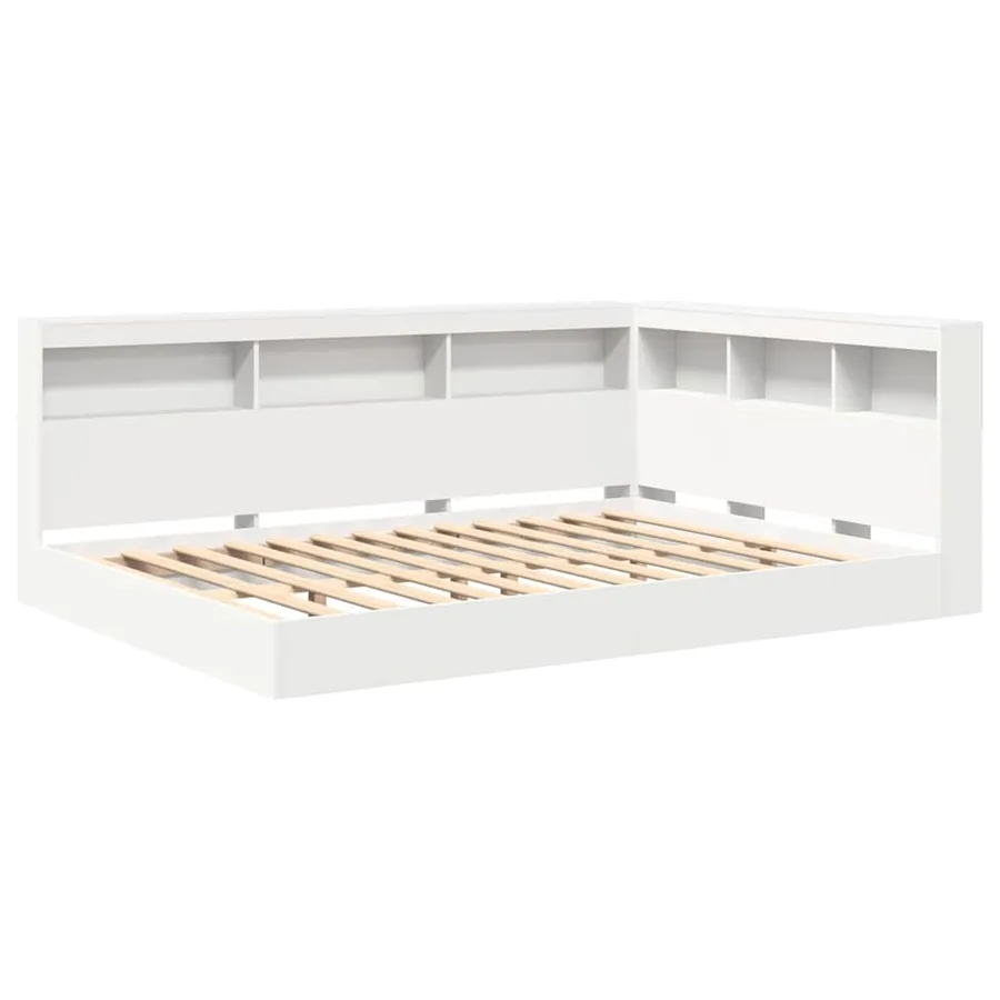 Lit Bibliothèque Blanc 150 x 200 cm Bois d'ingénierie - 4