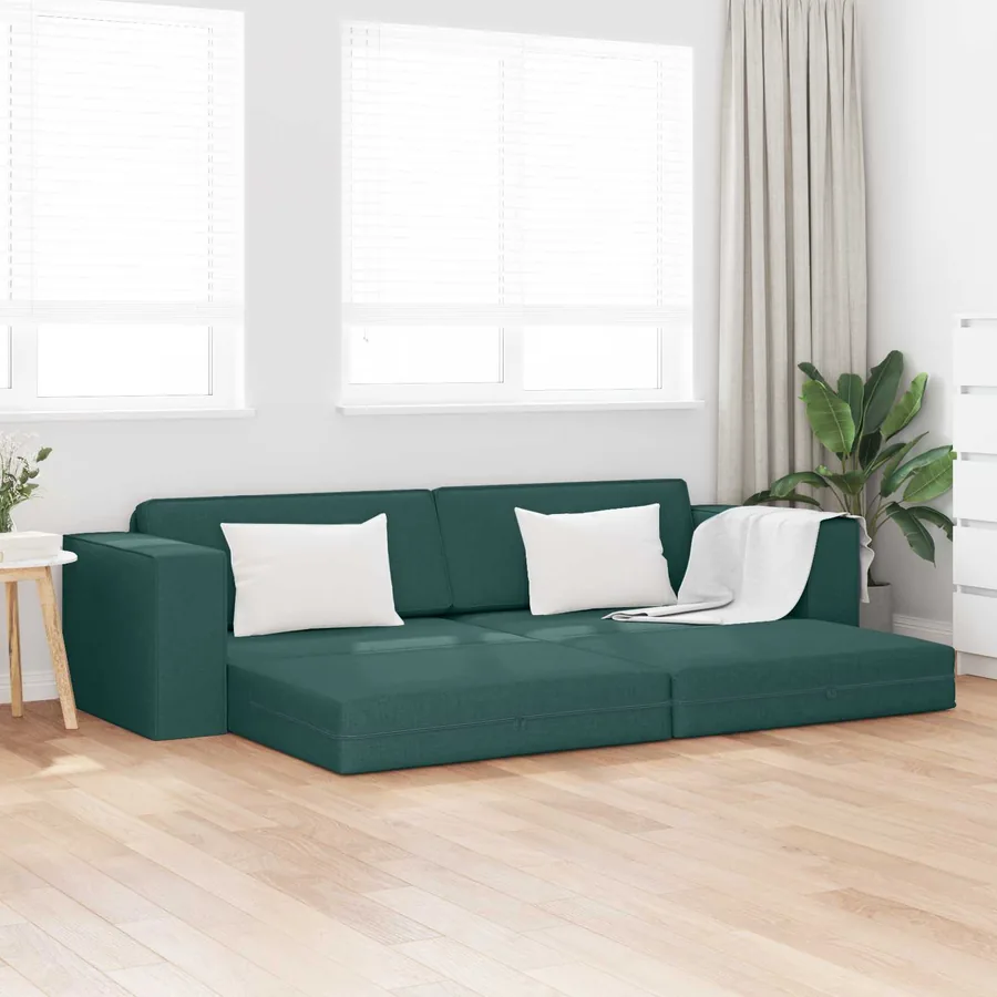 Canapé-Lit Vert foncé 245 x 78 x 77 cm tissu