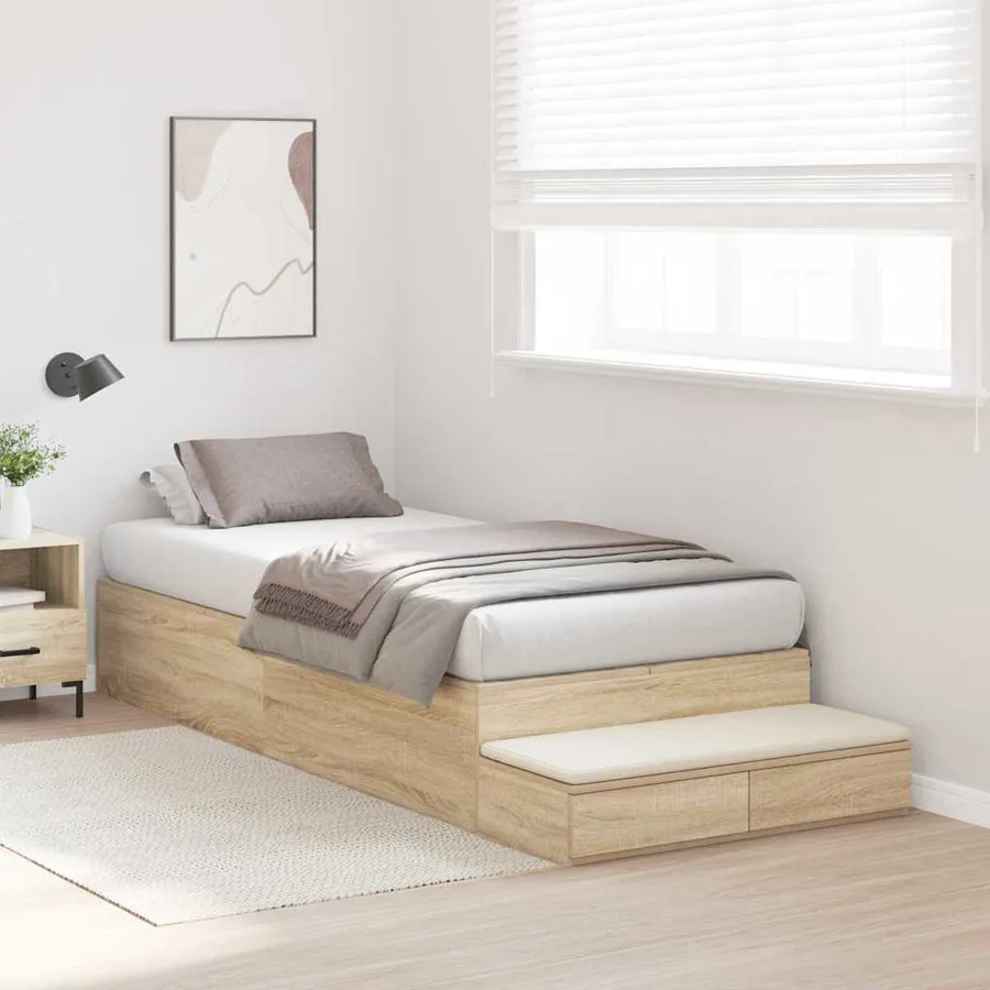 Cadre de lit avec rangement avec tiroir Chêne Sonoma 90 cm - 5
