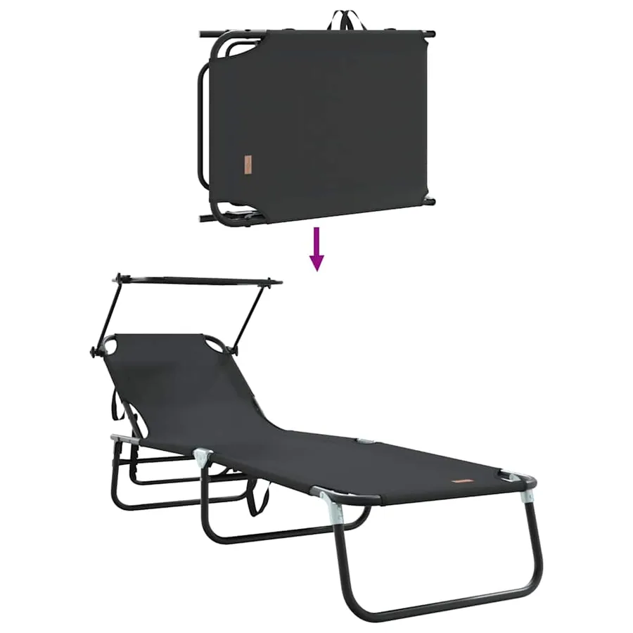 Chaise longue pliante Noir 190 x 57 x 81 cm oxford - 10