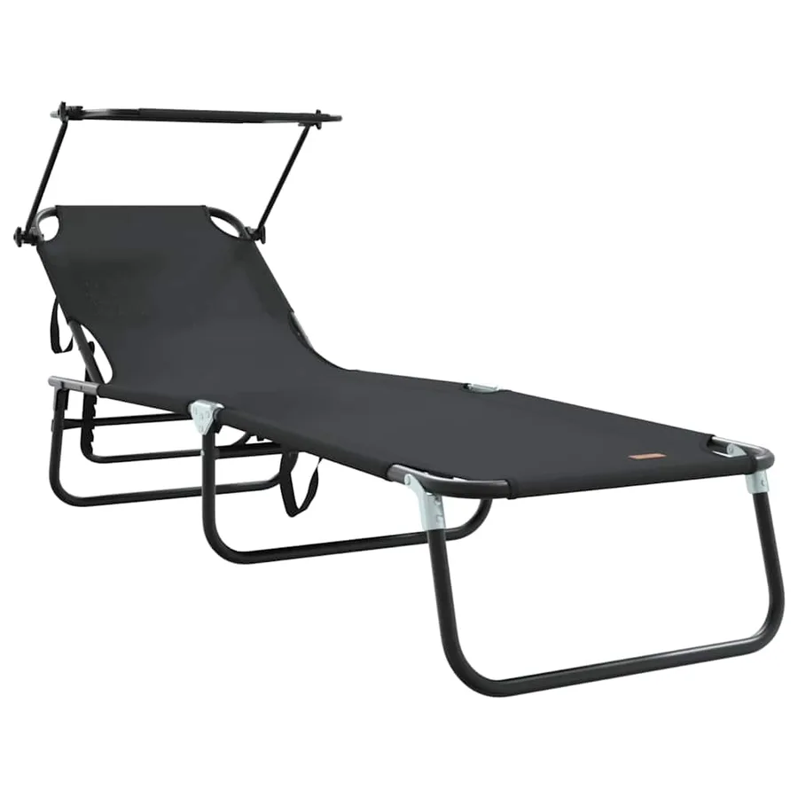 Chaise longue pliante Noir 190 x 57 x 81 cm oxford - 2