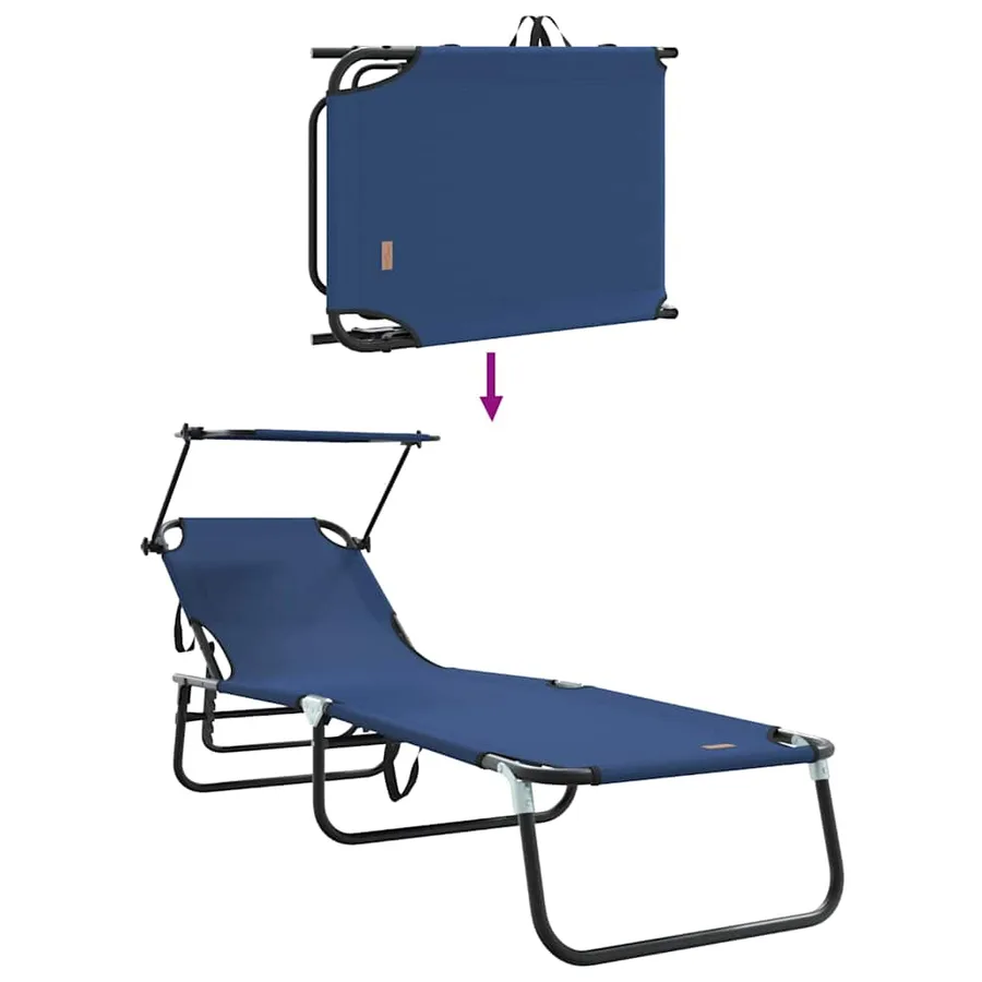 Chaise longue pliante Noir 190 x 57 x 81 cm oxford - 20