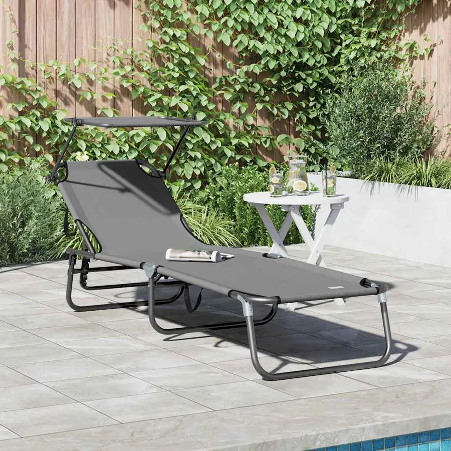 Chaise longue pliante Noir 190 x 57 x 81 cm oxford - 75