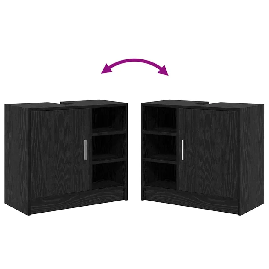 Cabinet de salle de bain avec porte Chêne noir 63 x 29 x 55 cm - 13