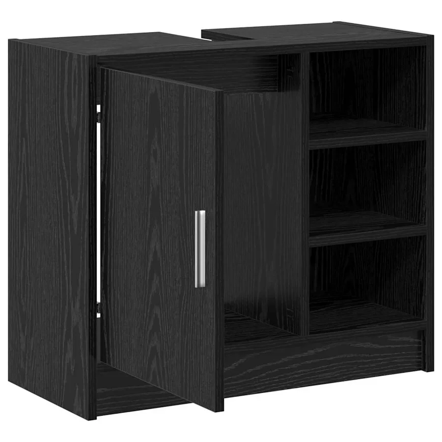 Cabinet de salle de bain avec porte Chêne noir 63 x 29 x 55 cm - 5