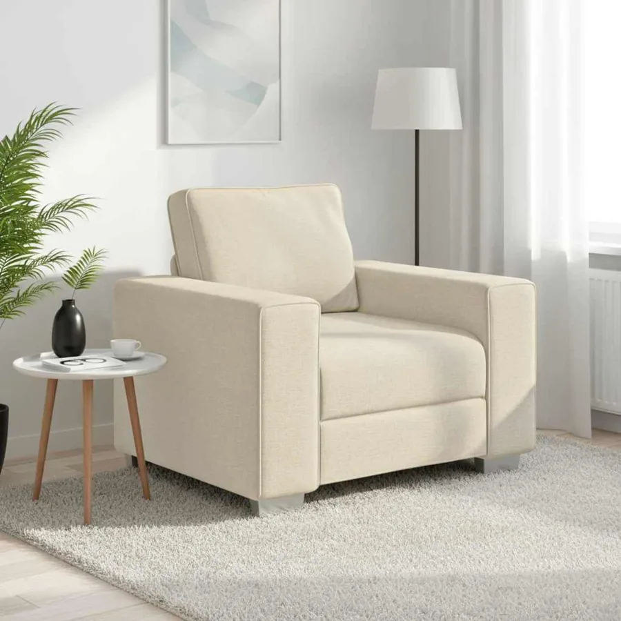 Fauteuil Beige 100 cm Tissu en lin mélangé