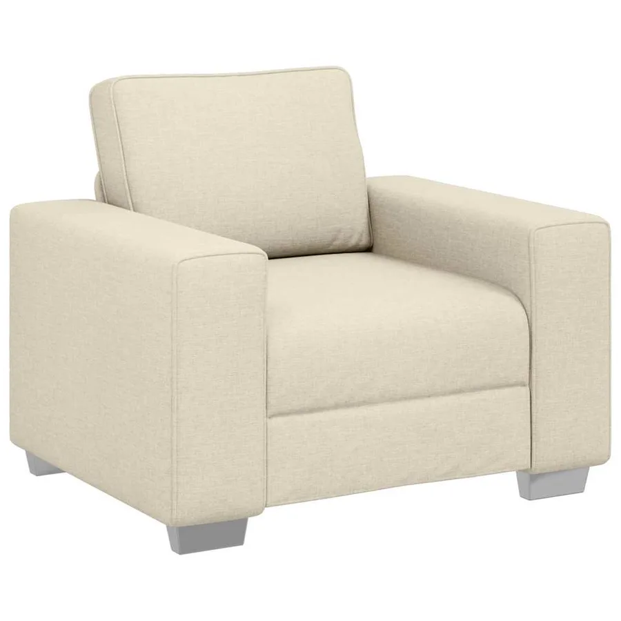 Fauteuil Beige 100 cm Tissu en lin mélangé - 2