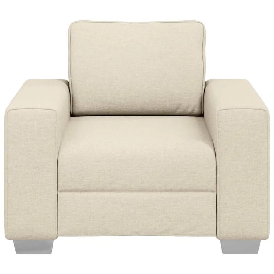 Fauteuil Beige 100 cm Tissu en lin mélangé - 4