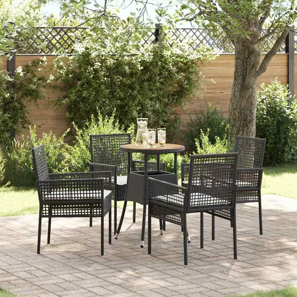 Ensemble de salle à manger pour jardin 5 pcs Noir polyrotin