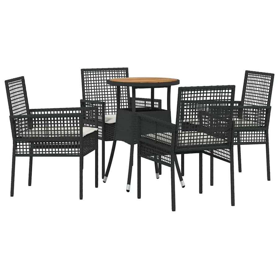 Ensemble de salle à manger pour jardin 5 pcs Noir polyrotin - 2